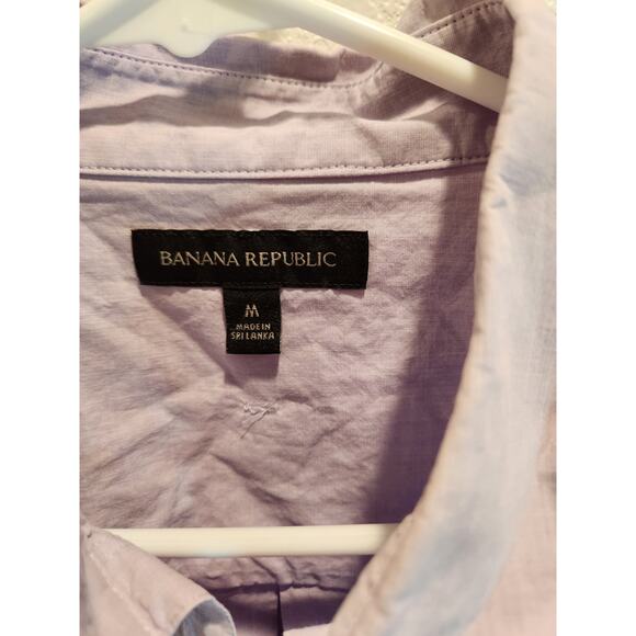 Banana Republic‎ Men's Button-Down Shirt Lavender 100% Cotton Size Medium PTP 20 - Picture 3 of 4